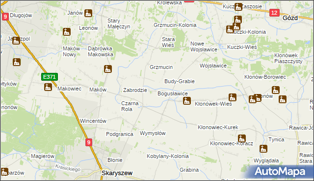 mapa Bogusławice gmina Skaryszew, Bogusławice gmina Skaryszew na mapie Targeo