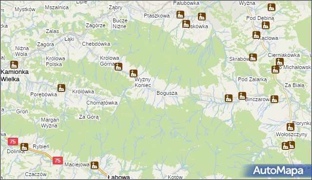mapa Bogusza, Bogusza na mapie Targeo