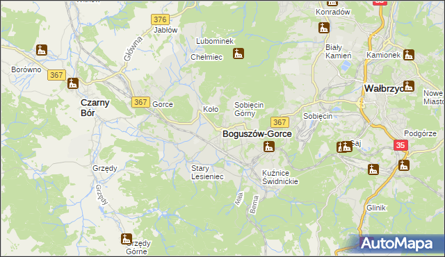 mapa Boguszów-Gorce, Boguszów-Gorce na mapie Targeo