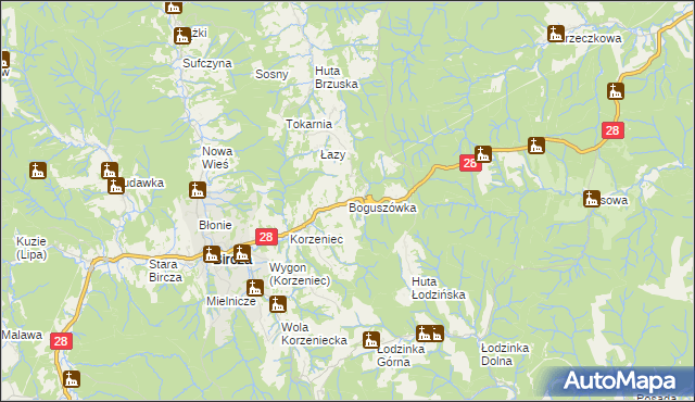 mapa Boguszówka gmina Bircza, Boguszówka gmina Bircza na mapie Targeo