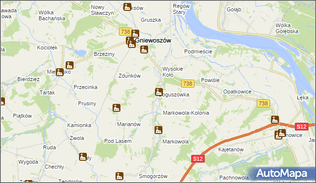 mapa Boguszówka gmina Gniewoszów, Boguszówka gmina Gniewoszów na mapie Targeo