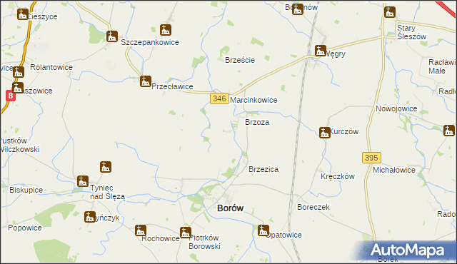 mapa Boguszyce gmina Borów, Boguszyce gmina Borów na mapie Targeo