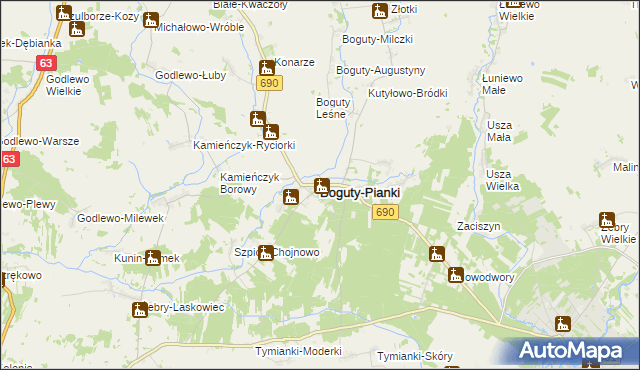 mapa Boguty-Pianki, Boguty-Pianki na mapie Targeo