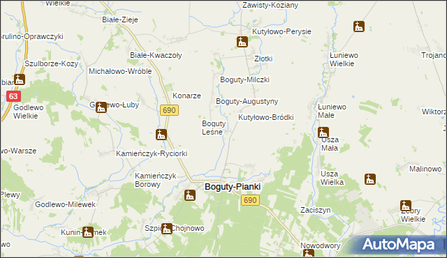 mapa Boguty-Rubiesze, Boguty-Rubiesze na mapie Targeo