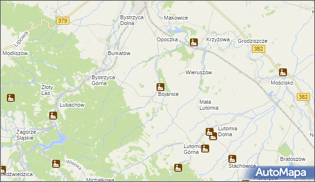 mapa Bojanice gmina Świdnica, Bojanice gmina Świdnica na mapie Targeo