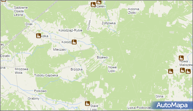 mapa Bojewo, Bojewo na mapie Targeo