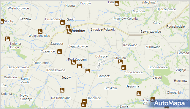 mapa Boksyce, Boksyce na mapie Targeo