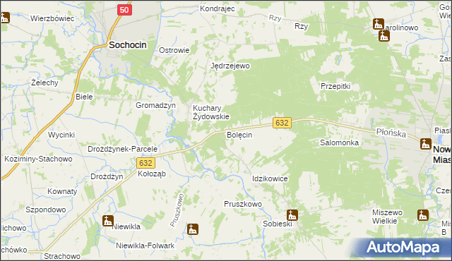 mapa Bolęcin gmina Sochocin, Bolęcin gmina Sochocin na mapie Targeo