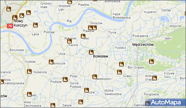 mapa Bolesław powiat dąbrowski, Bolesław powiat dąbrowski na mapie Targeo