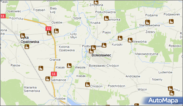 mapa Bolesławiec powiat wieruszowski, Bolesławiec powiat wieruszowski na mapie Targeo