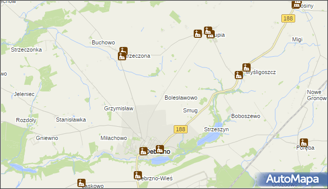 mapa Bolesławowo gmina Debrzno, Bolesławowo gmina Debrzno na mapie Targeo