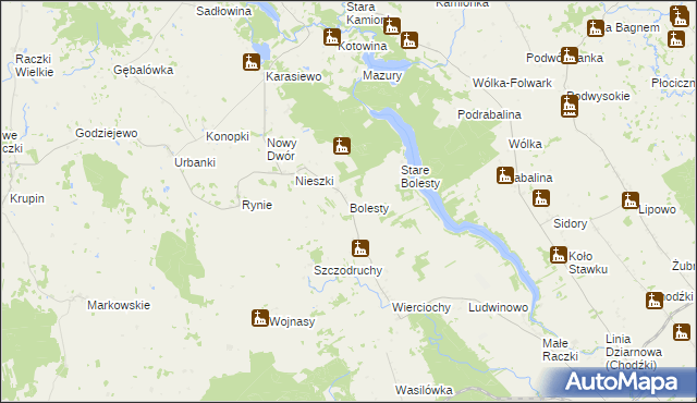 mapa Bolesty gmina Raczki, Bolesty gmina Raczki na mapie Targeo