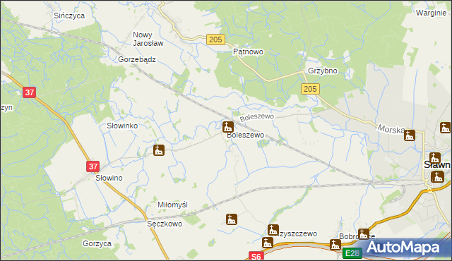 mapa Boleszewo, Boleszewo na mapie Targeo