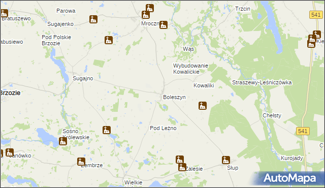 mapa Boleszyn gmina Grodziczno, Boleszyn gmina Grodziczno na mapie Targeo