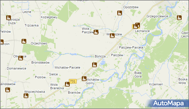 mapa Bończa gmina Warka, Bończa gmina Warka na mapie Targeo