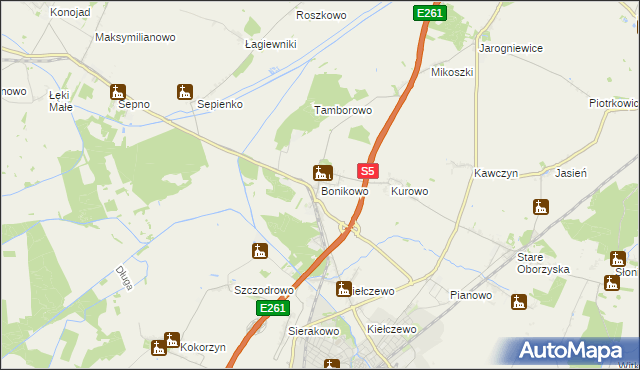 mapa Bonikowo, Bonikowo na mapie Targeo