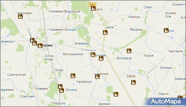 mapa Bonisław gmina Gozdowo, Bonisław gmina Gozdowo na mapie Targeo