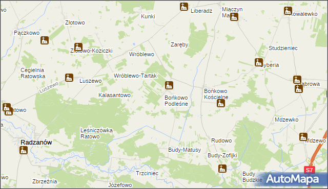 mapa Bońkowo Podleśne, Bońkowo Podleśne na mapie Targeo