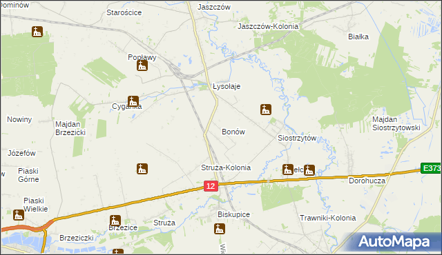 mapa Bonów gmina Trawniki, Bonów gmina Trawniki na mapie Targeo
