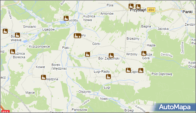 mapa Bór Zajaciński, Bór Zajaciński na mapie Targeo