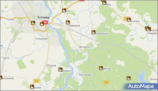 mapa Boraszyn, Boraszyn na mapie Targeo