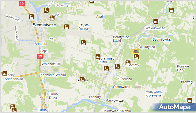 mapa Boratyniec Ruski, Boratyniec Ruski na mapie Targeo