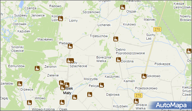 mapa Borecznia Wielka, Borecznia Wielka na mapie Targeo