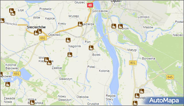 mapa Borek gmina Gniewoszów, Borek gmina Gniewoszów na mapie Targeo