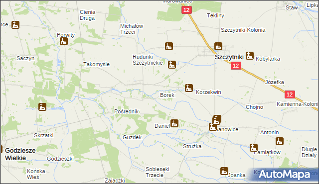 mapa Borek gmina Szczytniki, Borek gmina Szczytniki na mapie Targeo