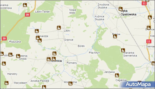 mapa Borek gmina Trzcinica, Borek gmina Trzcinica na mapie Targeo