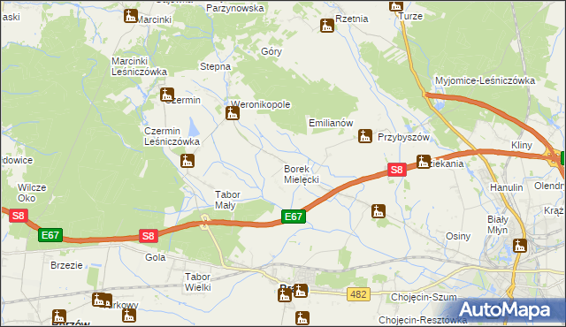 mapa Borek Mielęcki, Borek Mielęcki na mapie Targeo