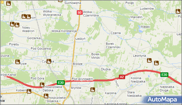 mapa Borek Miński, Borek Miński na mapie Targeo