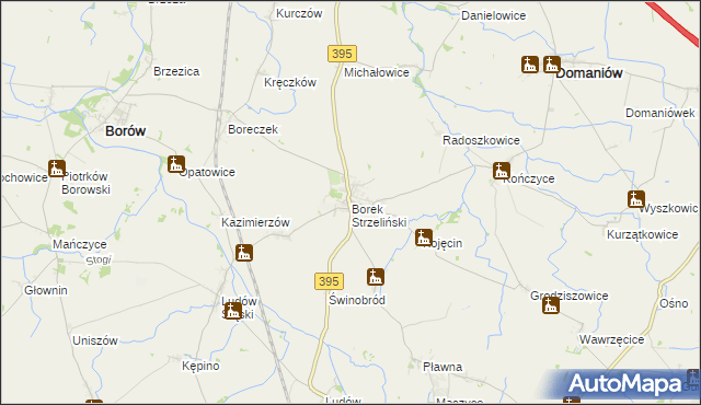 mapa Borek Strzeliński, Borek Strzeliński na mapie Targeo