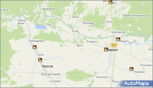 mapa Borki gmina Księżpol, Borki gmina Księżpol na mapie Targeo