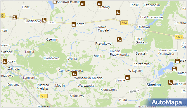 mapa Borki gmina Skrwilno, Borki gmina Skrwilno na mapie Targeo