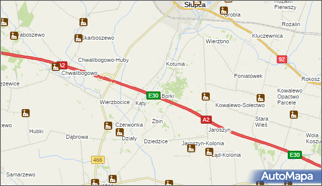 mapa Borki gmina Słupca, Borki gmina Słupca na mapie Targeo