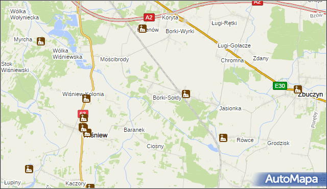 mapa Borki-Paduchy, Borki-Paduchy na mapie Targeo