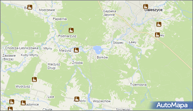 mapa Borków gmina Daleszyce, Borków gmina Daleszyce na mapie Targeo