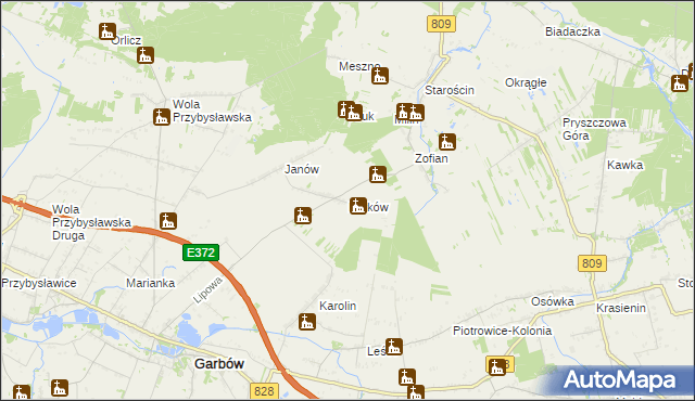 mapa Borków gmina Garbów, Borków gmina Garbów na mapie Targeo