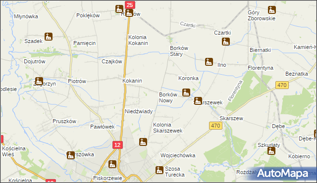 mapa Borków Nowy, Borków Nowy na mapie Targeo