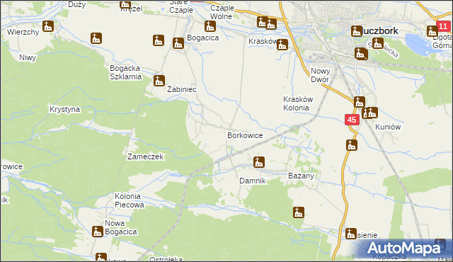 mapa Borkowice gmina Kluczbork, Borkowice gmina Kluczbork na mapie Targeo