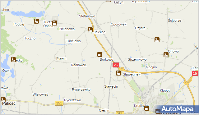 mapa Borkowo gmina Inowrocław, Borkowo gmina Inowrocław na mapie Targeo