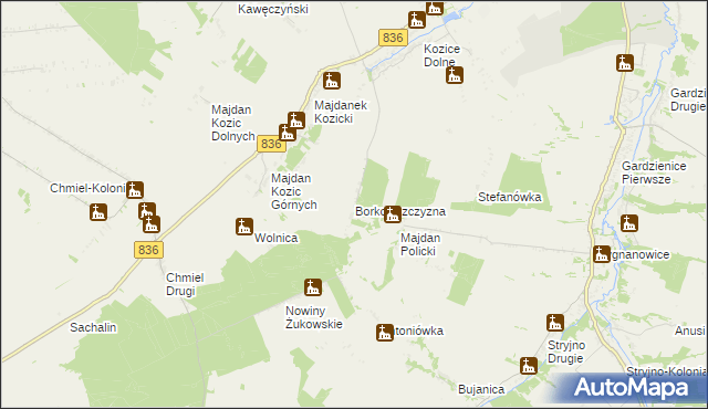 mapa Borkowszczyzna, Borkowszczyzna na mapie Targeo