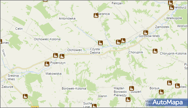 mapa Borów gmina Gorzków, Borów gmina Gorzków na mapie Targeo