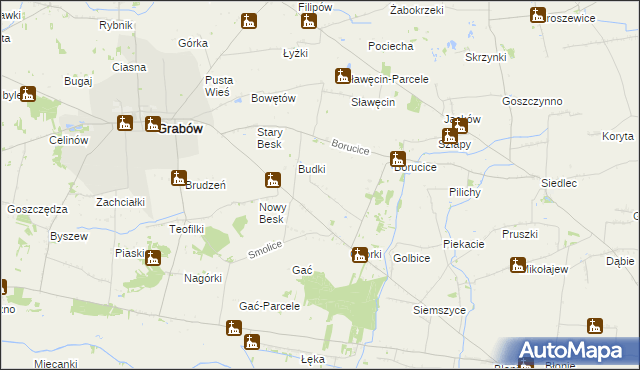 mapa Borów gmina Grabów, Borów gmina Grabów na mapie Targeo