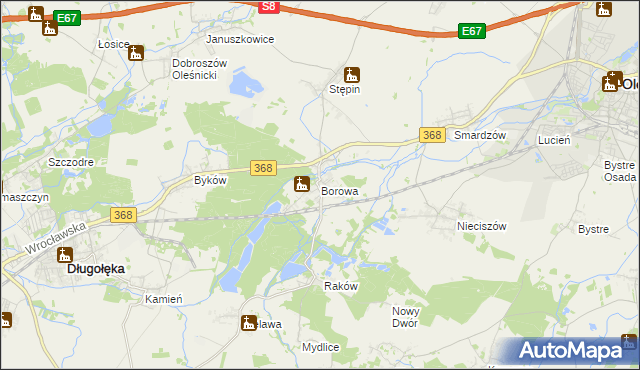 mapa Borowa gmina Długołęka, Borowa gmina Długołęka na mapie Targeo