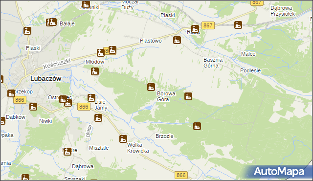 mapa Borowa Góra gmina Lubaczów, Borowa Góra gmina Lubaczów na mapie Targeo