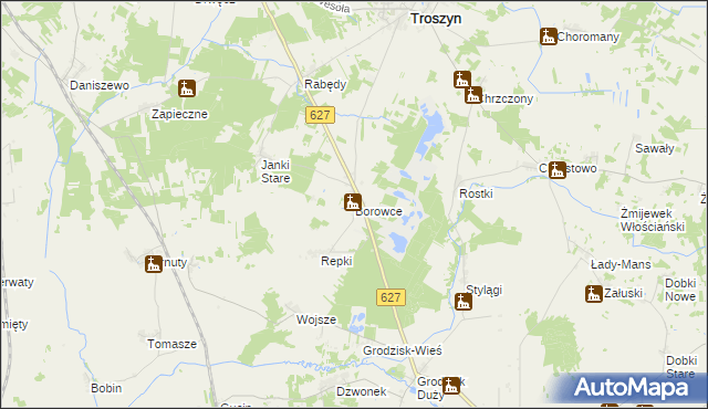 mapa Borowce gmina Troszyn, Borowce gmina Troszyn na mapie Targeo