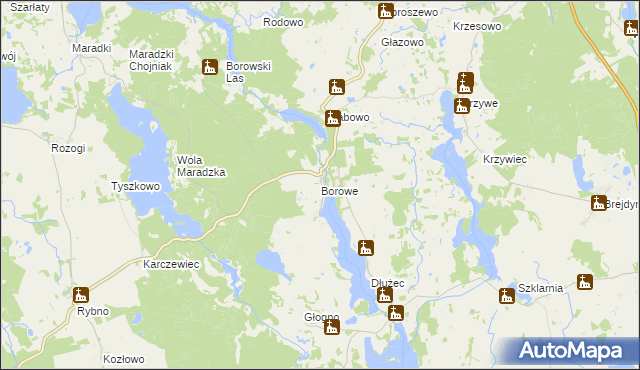 mapa Borowe gmina Sorkwity, Borowe gmina Sorkwity na mapie Targeo