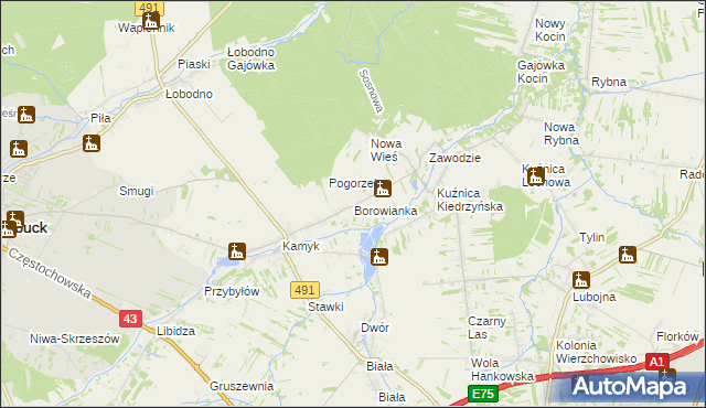 mapa Borowianka, Borowianka na mapie Targeo